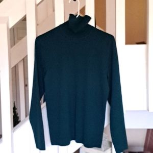 Chicos Beautiful Teal Color Turtleneck Sweater Sz2 fits M-L EUC